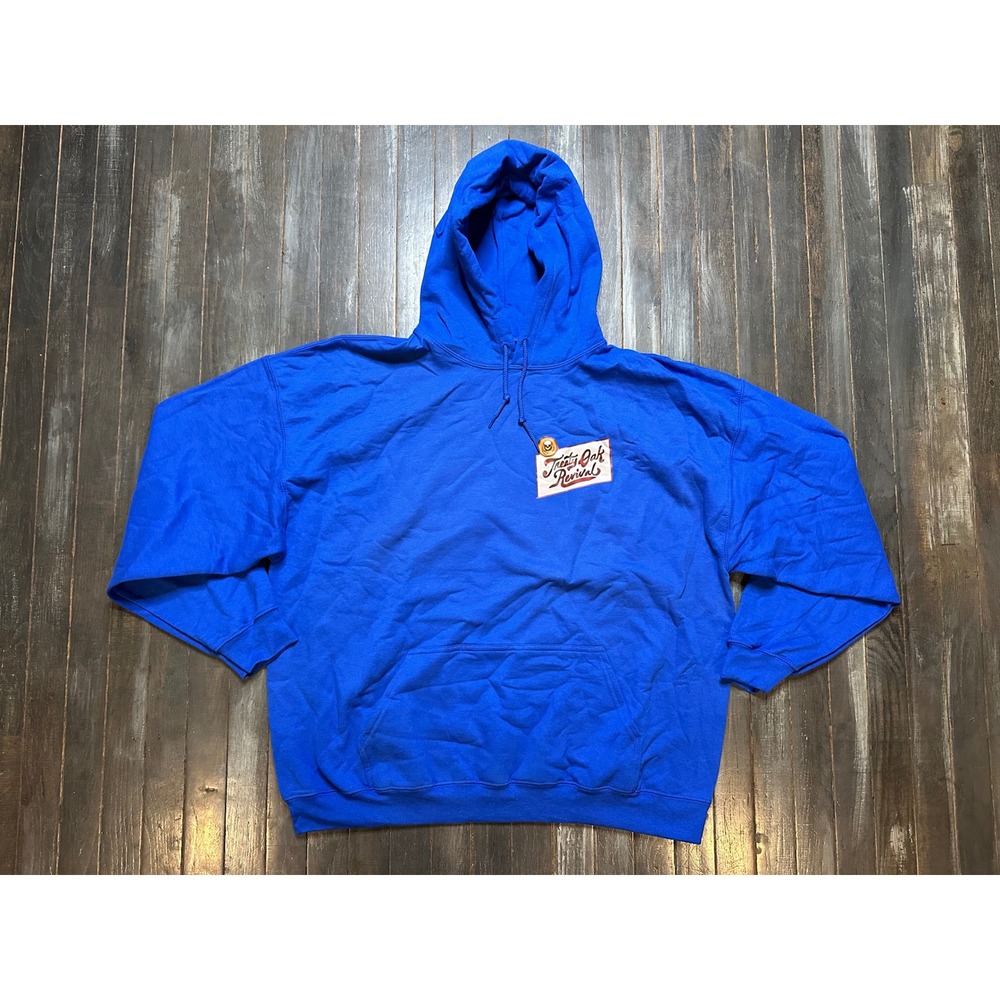 Gildan Treaty Oak Revival Band Hoodie Royal Blue Neon Sign Graphic Pullover
